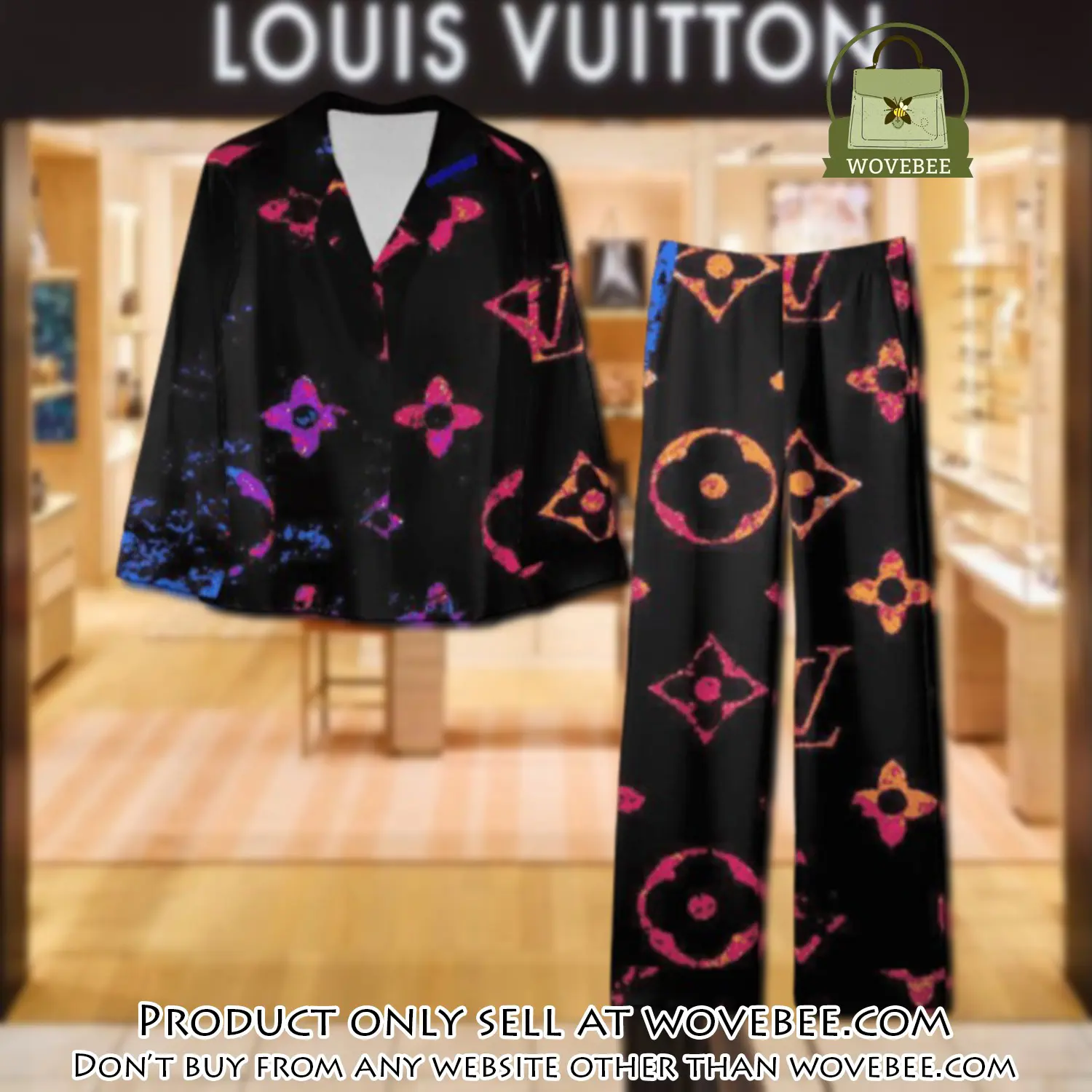 Trending luxury lv satin pajama set pjs1090 wvb1346837